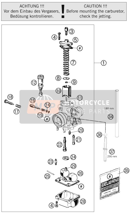 KTM 50 SX Europe 2012 Carburettor for a 2012 KTM 50 SX Europe