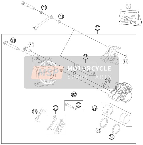 KTM 50 SX Europe 2012 Remklauw achter voor een 2012 KTM 50 SX Europe