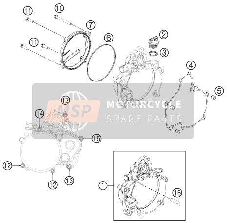 KTM 50 SX Europe 2014 Koppelingsdeksel voor een 2014 KTM 50 SX Europe