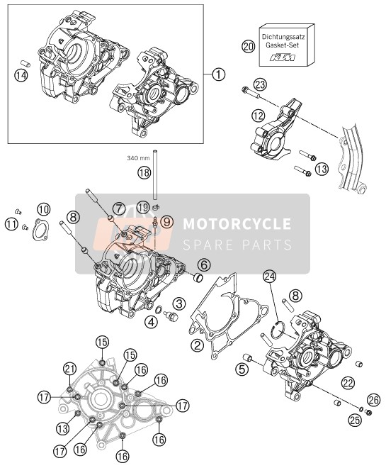 KTM 50 SX Europe 2014 Boîtier moteur pour un 2014 KTM 50 SX Europe