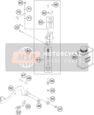 KTM 50 SX Europe 2014 Control de freno trasero para un 2014 KTM 50 SX Europe