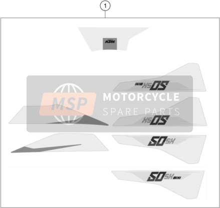 KTM 50 SX Europe 2016 Decalcomania per un 2016 KTM 50 SX Europe
