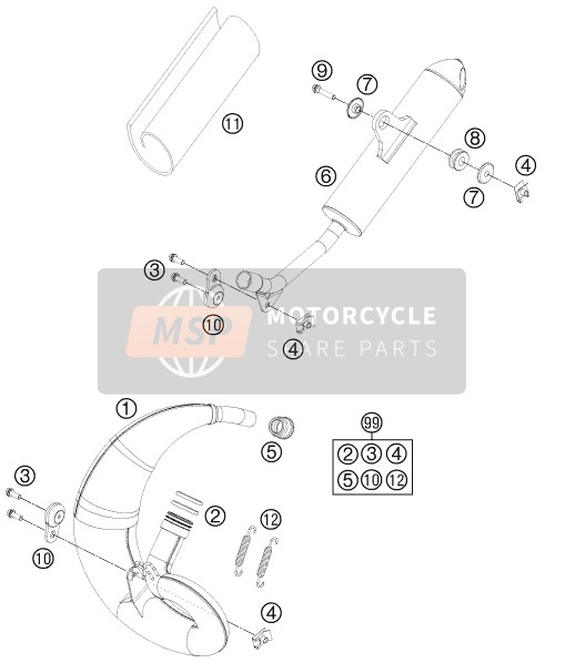 KTM 50 SX Europe 2016 Sistema de escape para un 2016 KTM 50 SX Europe