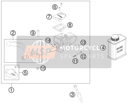 KTM 50 SX Europe 2016 Commande de frein avant pour un 2016 KTM 50 SX Europe