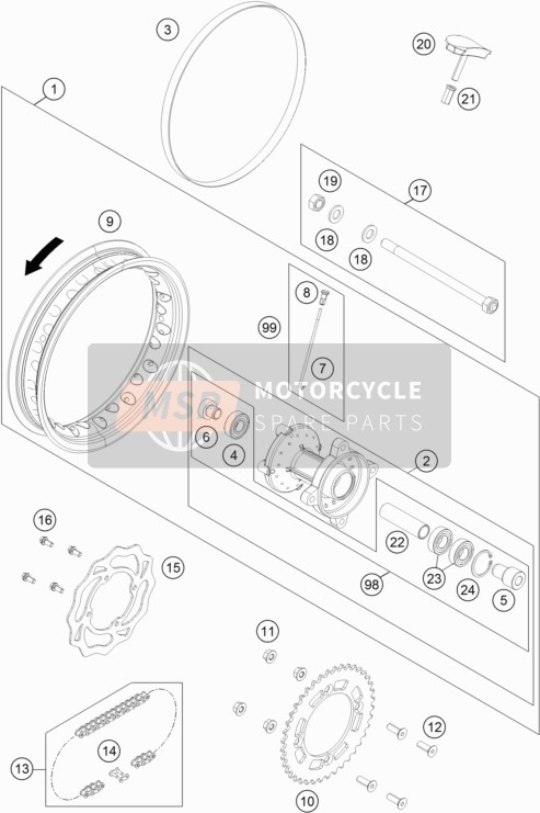 KTM 50 SX Europe 2016 Rear Wheel for a 2016 KTM 50 SX Europe