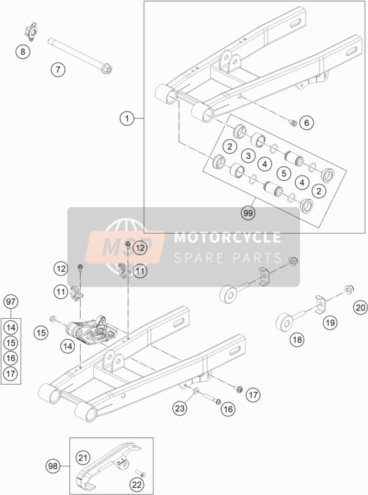 KTM 50 SX Europe 2016 Swing Arm for a 2016 KTM 50 SX Europe