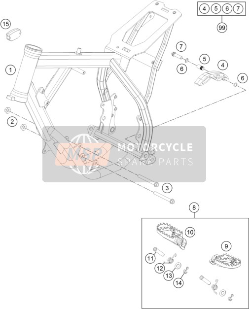 KTM 50 SX Europe 2017 Frame voor een 2017 KTM 50 SX Europe