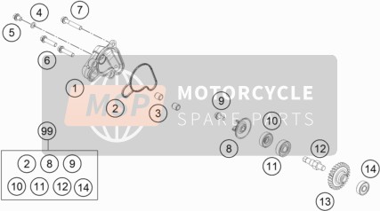 KTM 50 SX Europe 2017 Waterpomp voor een 2017 KTM 50 SX Europe