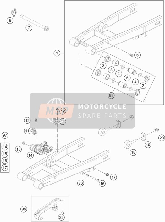 KTM 50 SX Europe 2018 Swing Arm for a 2018 KTM 50 SX Europe