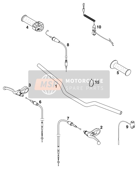 KTM 50 SX JUNIOR USA 2000 Guidon, Les contrôles pour un 2000 KTM 50 SX JUNIOR USA