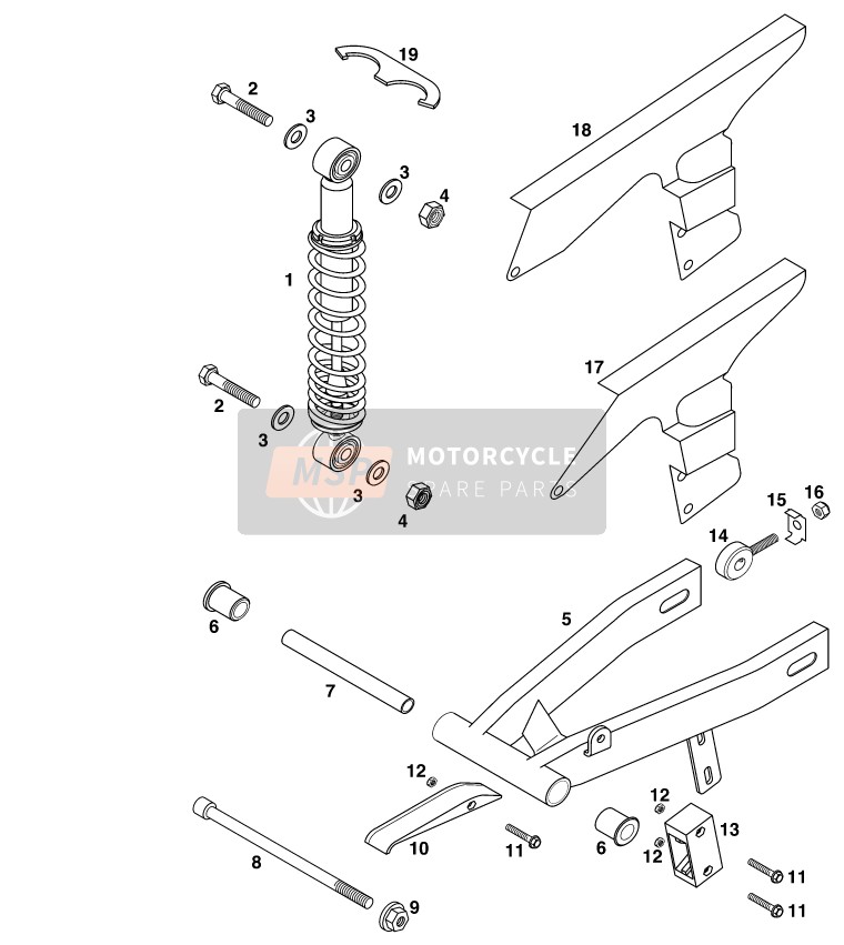 KTM 50 SX JUNIOR Europe 2000 Swing Arm for a 2000 KTM 50 SX JUNIOR Europe