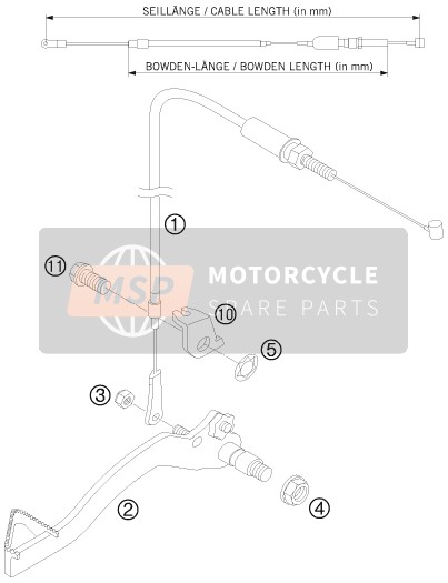 KTM 50 SX JUNIOR USA 2008 STEUERUNG BREMSE HINTEN für ein 2008 KTM 50 SX JUNIOR USA