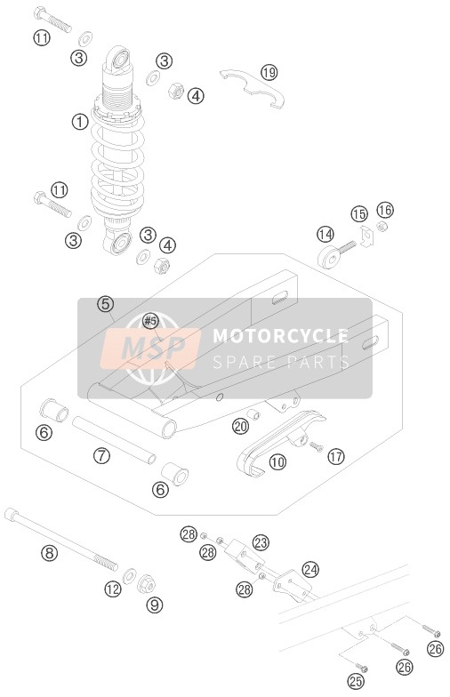 KTM 50 SX JUNIOR USA 2008 Brazo oscilante para un 2008 KTM 50 SX JUNIOR USA