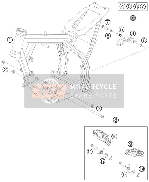 KTM 50 SX JUNIOR AU, US 2009 Frame voor een 2009 KTM 50 SX JUNIOR AU, US