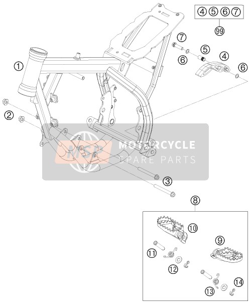 KTM 50 SX Mini Europe 2010 Frame for a 2010 KTM 50 SX Mini Europe