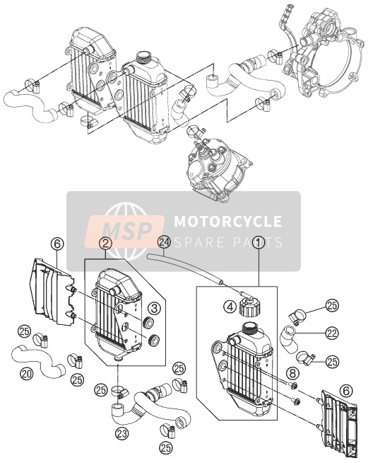 KTM 50 SX Mini Europe 2014 Cooling System for a 2014 KTM 50 SX Mini Europe