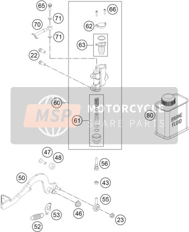 KTM 50 SX Mini Europe 2014 Rear Brake Control for a 2014 KTM 50 SX Mini Europe