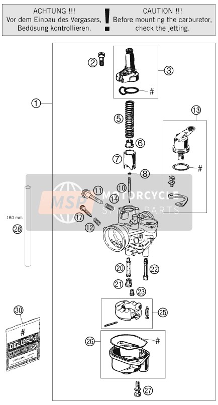 KTM 50 SX Mini Europe 2016 Carburettor for a 2016 KTM 50 SX Mini Europe