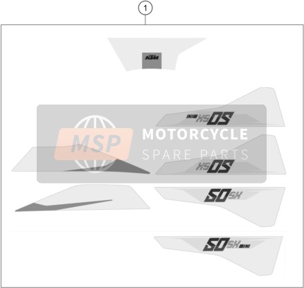 KTM 50 SX Mini Europe 2016 Calcomanía para un 2016 KTM 50 SX Mini Europe