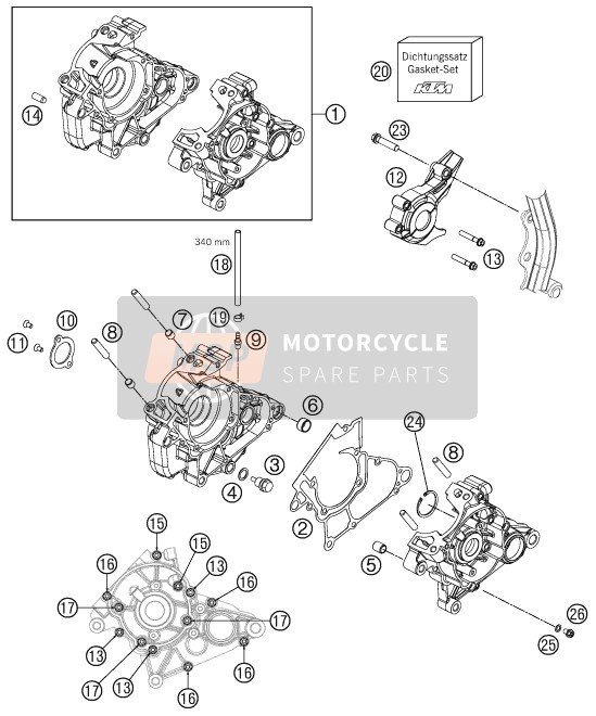 KTM 50 SX Mini Europe 2017 Caja del motor para un 2017 KTM 50 SX Mini Europe