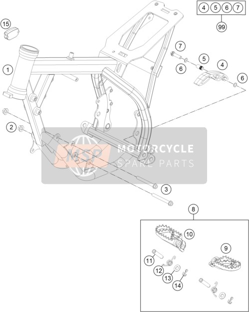 KTM 50 SX Mini Europe 2017 Frame voor een 2017 KTM 50 SX Mini Europe