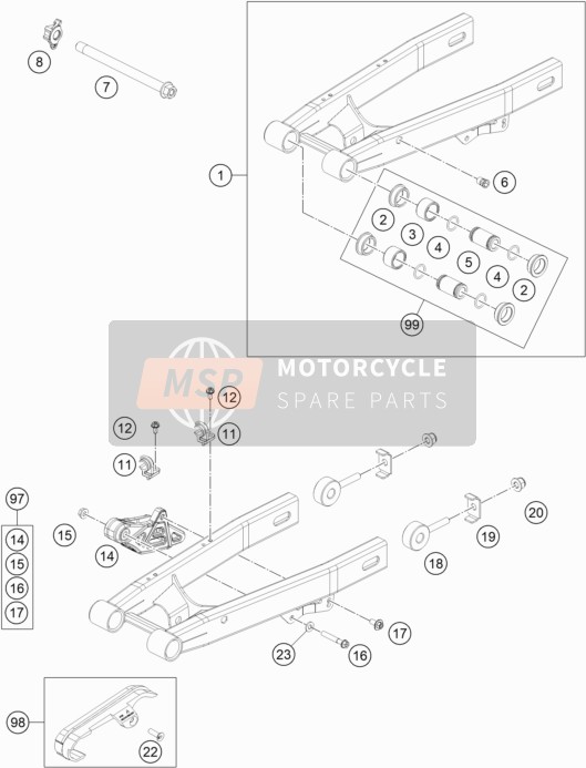 KTM 50 SX Mini Europe 2018 Swing Arm for a 2018 KTM 50 SX Mini Europe