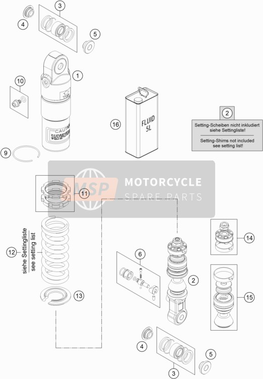 KTM 50 SX Mini Europe 2019 Amortisseur démonté pour un 2019 KTM 50 SX Mini Europe