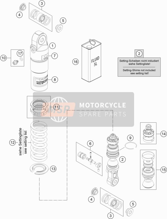KTM 50 SX Mini Europe 2020 Shock Absorber Disassembled for a 2020 KTM 50 SX Mini Europe
