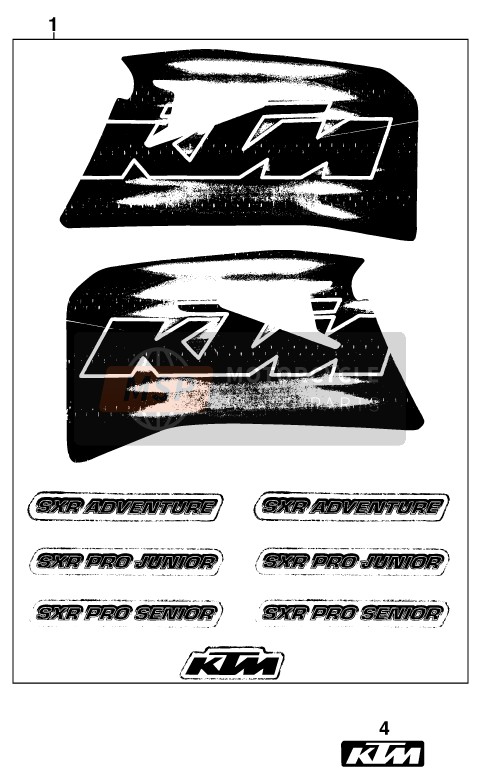 KTM 50 SX PRO SENIOR Europe 1998 Decal for a 1998 KTM 50 SX PRO SENIOR Europe