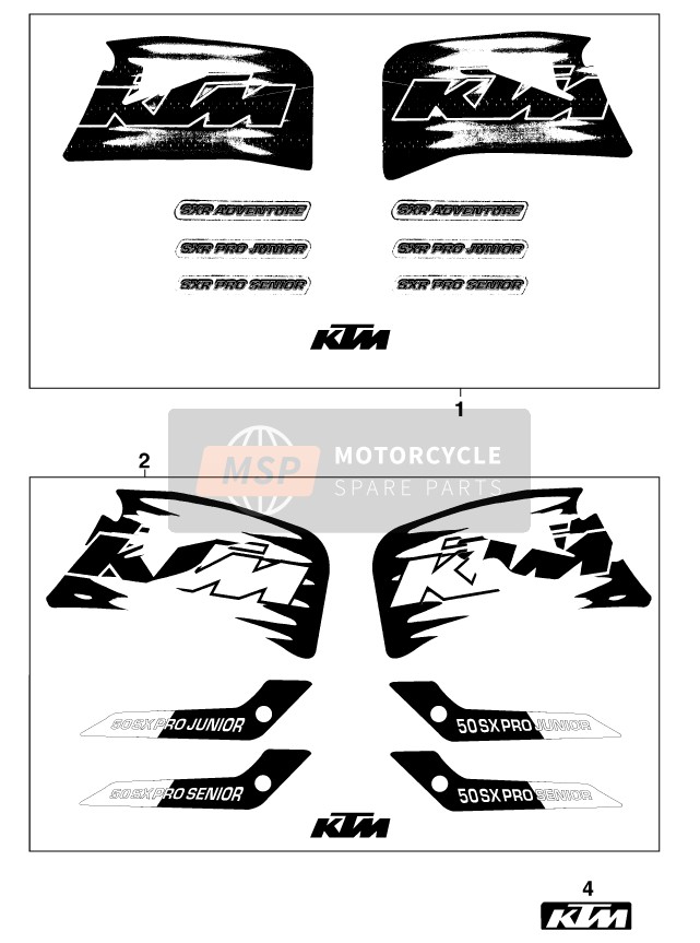 KTM 50 SX PRO JUNIOR Europe 1999 Decal for a 1999 KTM 50 SX PRO JUNIOR Europe