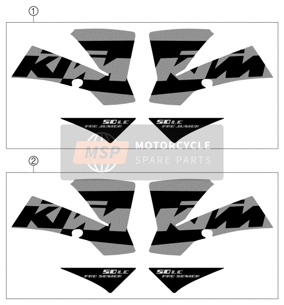 KTM 50 SX PRO JUNIOR LC Europe 2004 Decal for a 2004 KTM 50 SX PRO JUNIOR LC Europe