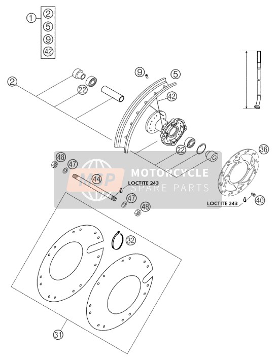 KTM 50 SX PRO JUNIOR LC Europe 2004 Front Wheel for a 2004 KTM 50 SX PRO JUNIOR LC Europe