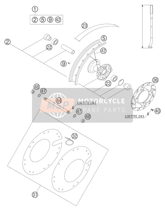 KTM 50 SX PRO JUNIOR LC Europe 2005 Ruota anteriore per un 2005 KTM 50 SX PRO JUNIOR LC Europe