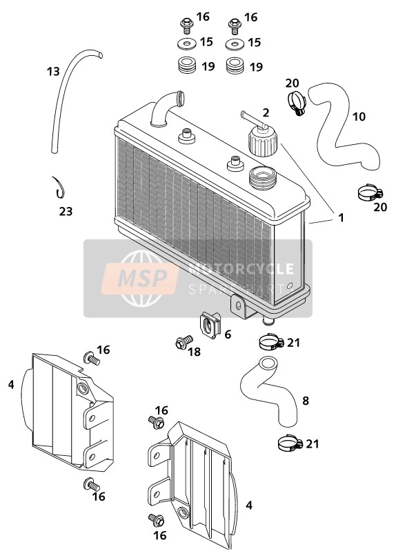 KTM 50 SX PRO SENIOR LC Europe 2001 Sistema de refrigeración para un 2001 KTM 50 SX PRO SENIOR LC Europe