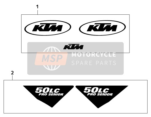KTM 50 SX PRO SENIOR LC Europe 2001 Calcomanía para un 2001 KTM 50 SX PRO SENIOR LC Europe