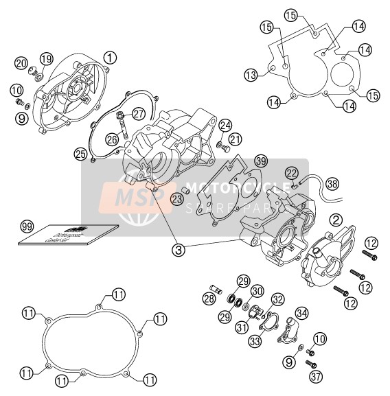 KTM 50 SX PRO SENIOR LC EU, US 2002 Engine Case for a 2002 KTM 50 SX PRO SENIOR LC EU, US