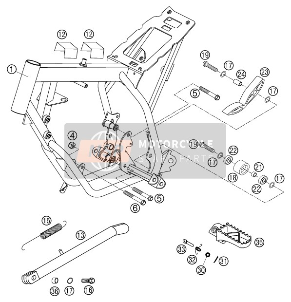 KTM 50 SX PRO SENIOR LC EU, US 2002 Cadre pour un 2002 KTM 50 SX PRO SENIOR LC EU, US