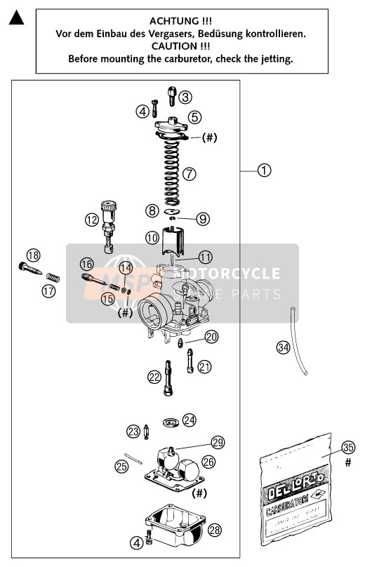 KTM 50 SX PRO SENIOR LC Europe 2004 Carburettor for a 2004 KTM 50 SX PRO SENIOR LC Europe