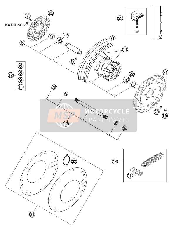 KTM 50 SX PRO SENIOR LC Europe 2004 Rear Wheel for a 2004 KTM 50 SX PRO SENIOR LC Europe