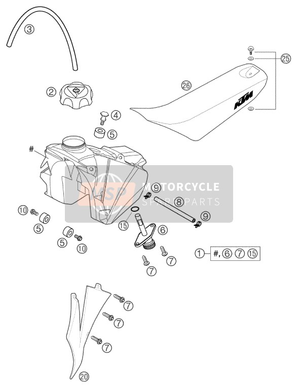 KTM 50 SX PRO SENIOR LC Europe 2004 Réservoir, Siège pour un 2004 KTM 50 SX PRO SENIOR LC Europe