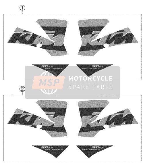 KTM 50 SX PRO SENIOR LC Europe 2005 Decal for a 2005 KTM 50 SX PRO SENIOR LC Europe