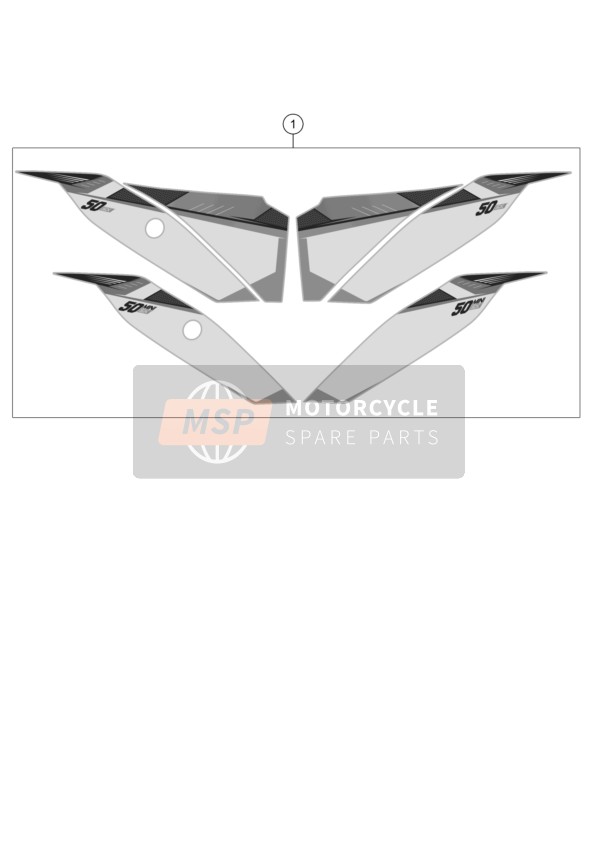 KTM 50 SXS USA 2015 Decalcomania per un 2015 KTM 50 SXS USA