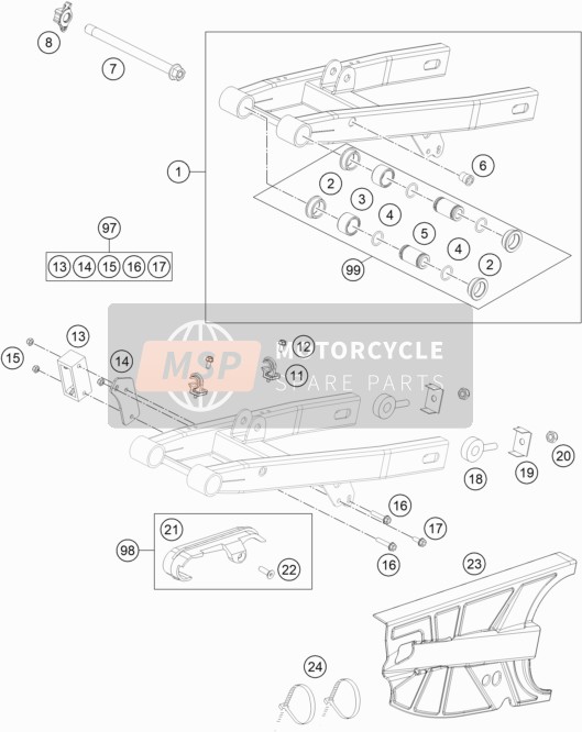 KTM 50 SXS USA 2015 Schwinge für ein 2015 KTM 50 SXS USA