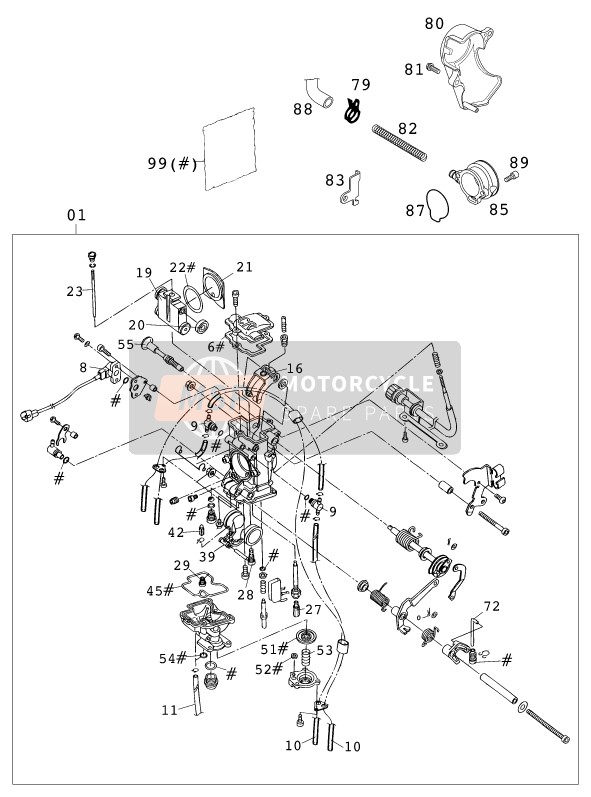 KTM 520 EXC RACING Europe 2001 Carburettor for a 2001 KTM 520 EXC RACING Europe