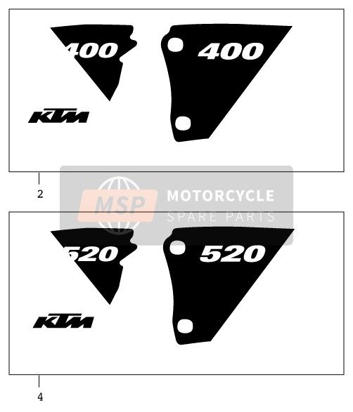 KTM 520 EXC RACING SIX.DAYS Europe 2001 Decal for a 2001 KTM 520 EXC RACING SIX.DAYS Europe