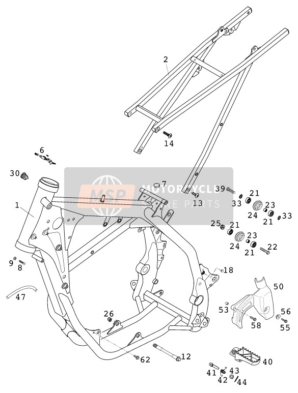 KTM 520 MXC RACING USA 2001 Frame for a 2001 KTM 520 MXC RACING USA