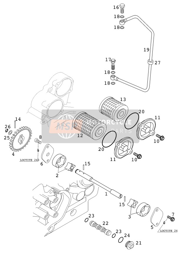 KTM 520 SX RACING Europe 2001 Sistema di lubrificazione per un 2001 KTM 520 SX RACING Europe