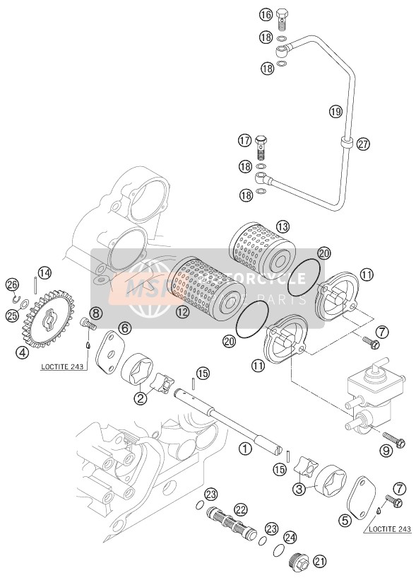 KTM 525 EXC USA 2007 Système de lubrification pour un 2007 KTM 525 EXC USA