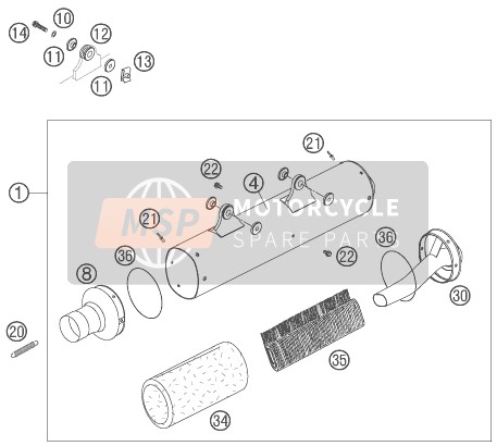 KTM 525 EXC FACTORY Europe 2005 Main Silencer for a 2005 KTM 525 EXC FACTORY Europe