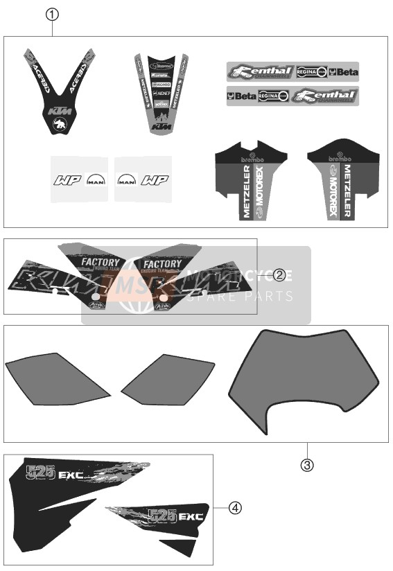 KTM 525 EXC FACTORY RACING Australia 2007 Decal for a 2007 KTM 525 EXC FACTORY RACING Australia